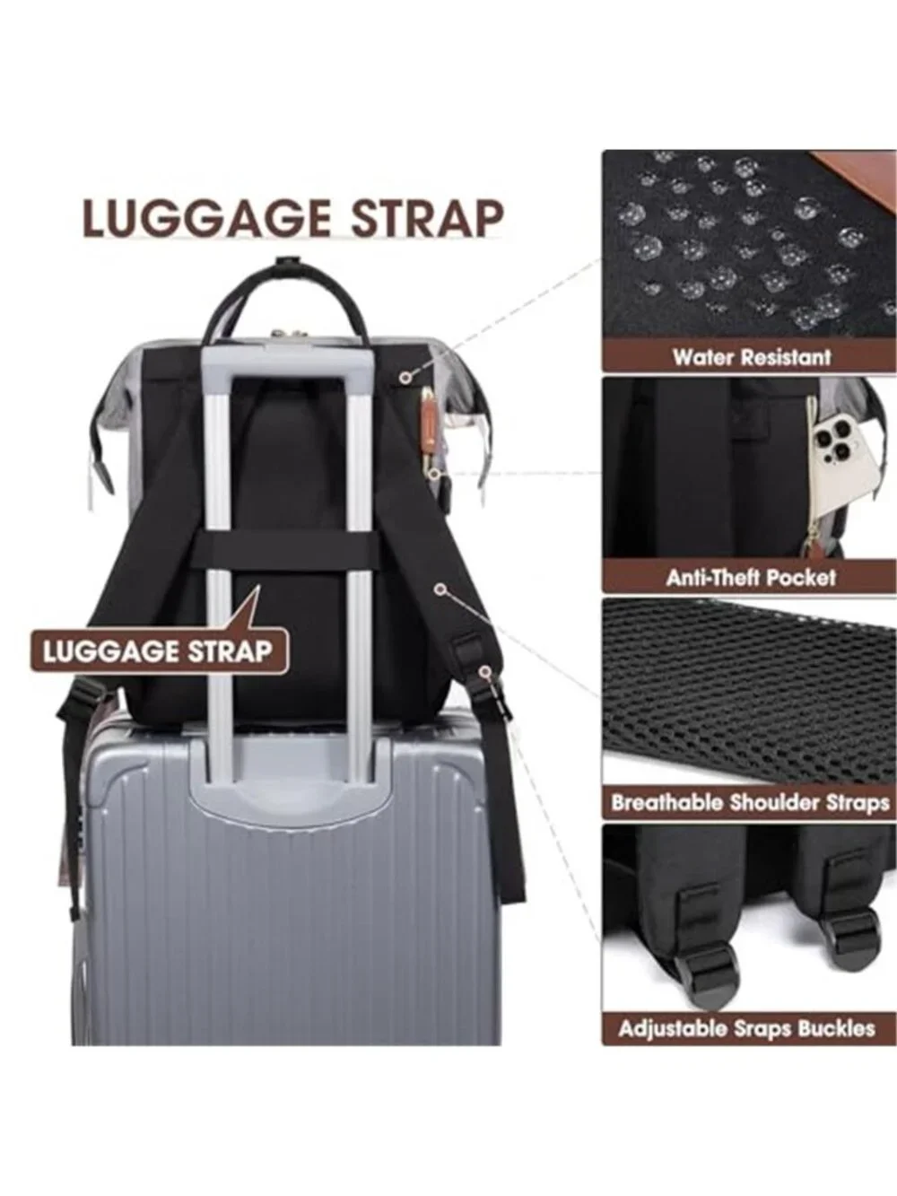 Womens Laptop Backpack 156 Inch Waterproof College Travel Office Work Bag Purse